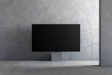 Modern odada boş ekranı olan akıllı TV Mockup, 3D görüntüleme