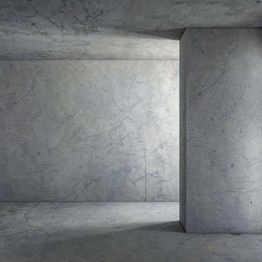 Boş beton oda arka plan modeli, 3D oluşturma