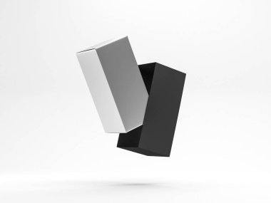 Arkadaki Kutu Yapılandırma paketlemesinin yakın görünümü, 3d oluşturma