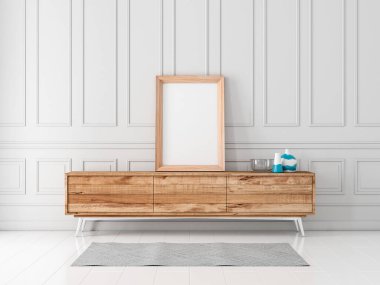 Modern iç mekanda boş çerçeve modellemesi, 3 boyutlu biçimlendirme