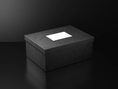 Siyah Hediye Kutusu Ayakkabı ya da elbise için 3D görüntüleme