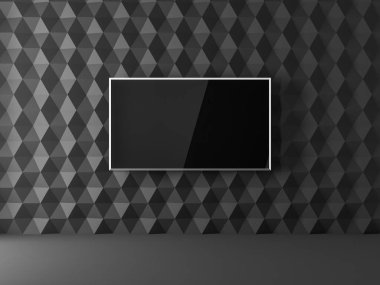 Modern odada boş ekranı olan akıllı TV Mockup, 3D görüntüleme