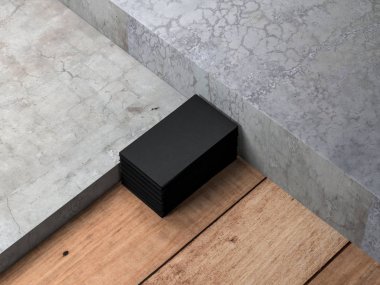 Soyut arkaplanda siyah kartvizitler var. 3d oluşturma