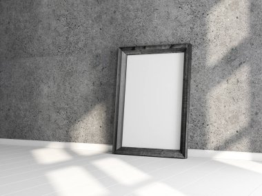Yerde duran büyük dikey Kara Tahta Çerçeve Mokup. 3d oluşturma
