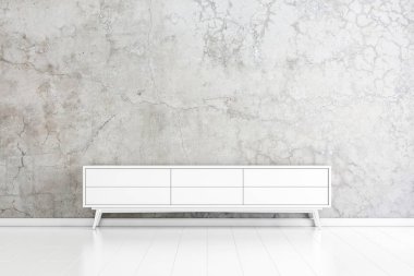 Konsolla birlikte modern parlak iç mekan. 3d oluşturma