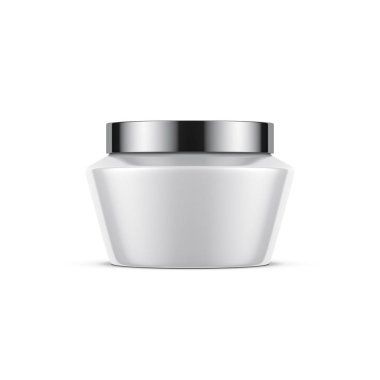 Kozmetik ürünleri için krom kapaklı kavanoz modeli, 3D görüntüleme