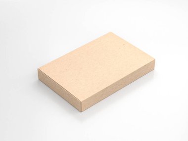 Işık stüdyosunda kahverengi karton ince kutu paketleme modeli. 3d oluşturma