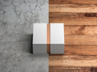 Beyaz Hediye Kutusu Paketleme Yerdeki Yarım Taraflı Görünüm, 3D