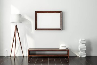 Modern iç mekanda boş çerçeve modellemesi, 3 boyutlu biçimlendirme