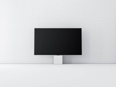 Modern odada boş ekranı olan akıllı TV Mockup, 3D görüntüleme