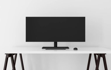 Ofis arka planında modern bilgisayar monitörü