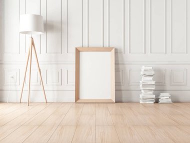 Modern iç mekanda boş çerçeve modellemesi, 3 boyutlu biçimlendirme