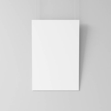 Beyaz boş poster çerçeve modeli, 3D oluşturma
