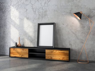 Modern iç mekanda boş çerçeve modellemesi, 3 boyutlu biçimlendirme