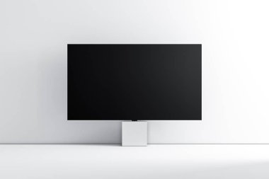 Modern odada boş ekranı olan akıllı TV Mockup, 3D görüntüleme