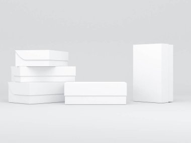 Beyaz ayakkabı kutuları ambalajlama, tasarım ve markalaşma için, 3D oluşturma