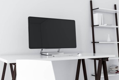 Bilgisayar monitörü Pc, sahte ile üzerine beyaz izole göstermek