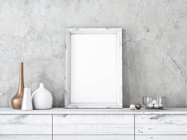 Modern iç mekanda boş çerçeve modellemesi, 3 boyutlu biçimlendirme
