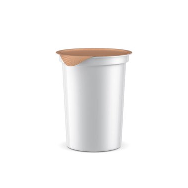 Altın folyo kaplı beyaz yoğurt kupası, 3D kaplama.