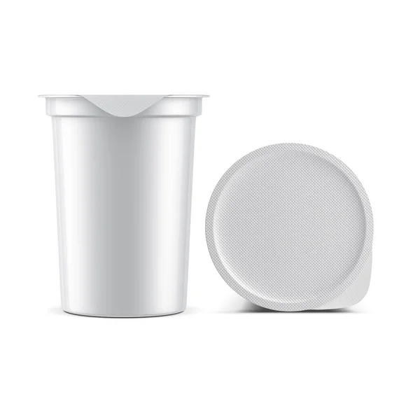 Vit Plast Cup Mockup Med Lock Yoghurt Rendering — Stockfoto