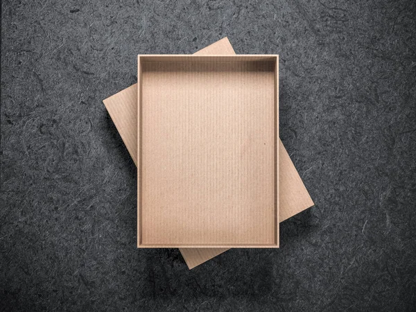 Empty Opened Cardboard Box Mockup Rendering — Stock Photo, Image