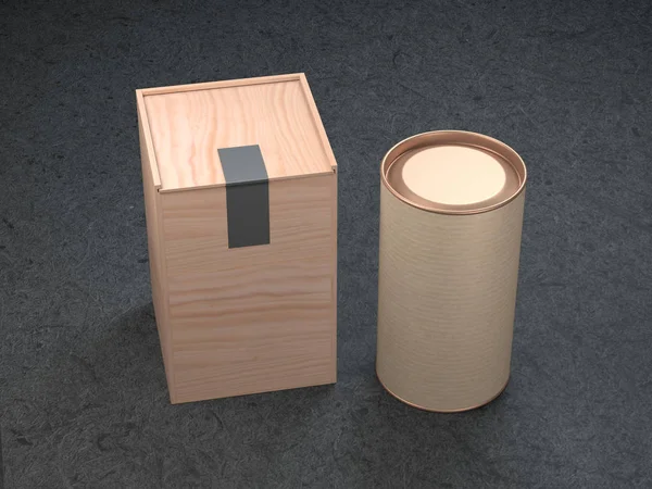 Mockup de três kraft papelão embalagem Tincan em branco — Fotografia de Stock