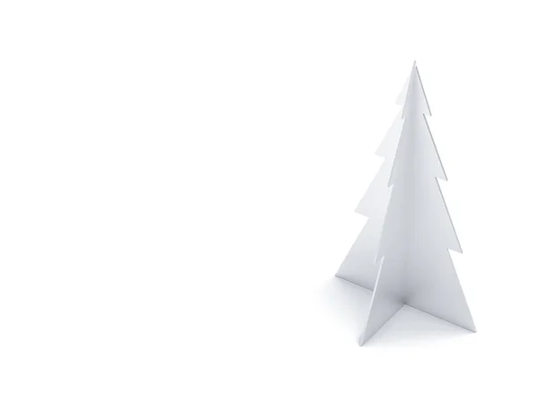 Бумага Рождественской Елкой Белом Фоне Поздравительной Открытки Рендеринг — стоковое фото