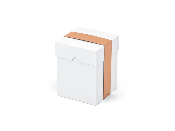 White Box Cap Golden Label Branding Rendering — Stockfoto