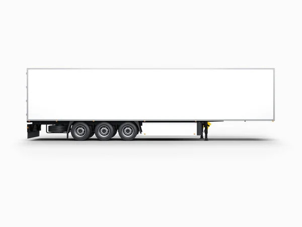 Semi Aanhangwagen Mockup Geïsoleerd Grijs Rendering — Stockfoto