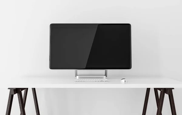 Computer monitor mock up, PC with display isolated on white