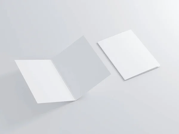 Flying Opened Blank Leaflet Mockup Rendering — Stock Photo, Image