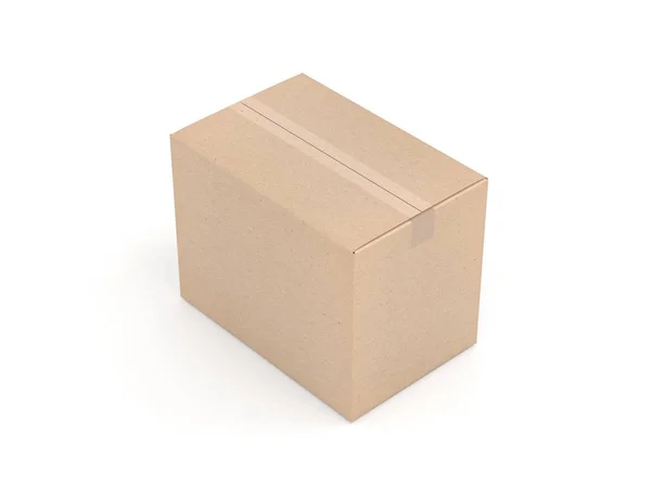 Caja Cartón Mockup Con Cinta Adhesiva Renderizado — Foto de Stock