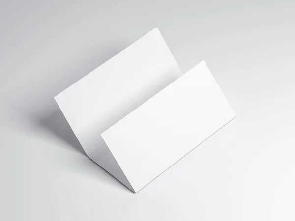 Volar Folleto Blanco Abierto Mockup Rendering — Foto de Stock