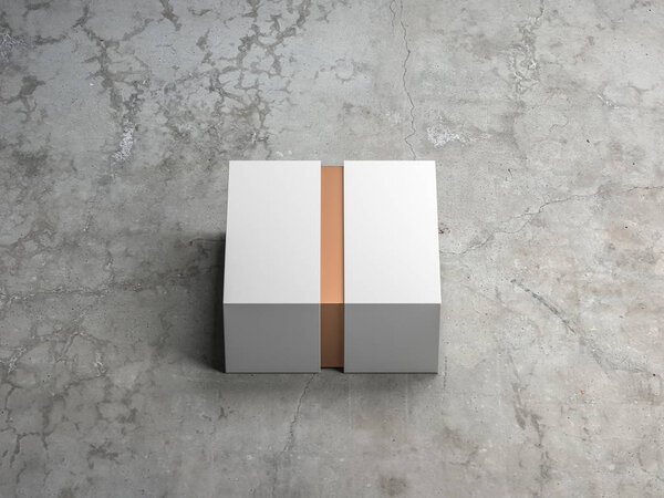 closeup view of Box Mockup packaging on background, 3d rendering