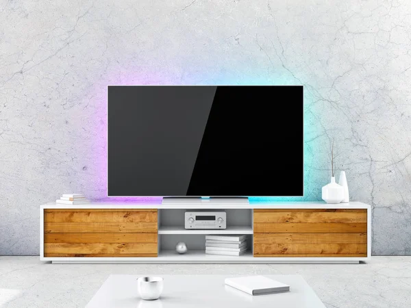 Smart Mockup Blank Screen Modern Room Rendering — Stock Photo, Image