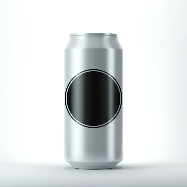 空白铝可以模仿啤酒和其他带有黑色标签的饮料 3D渲染 — 图库照片