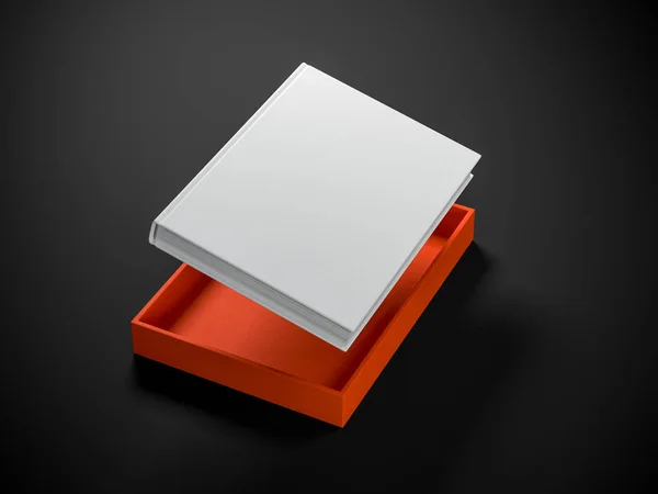 橙色纹理盒模型在黑暗的背景 3D渲染 — 图库照片
