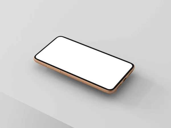 Close Mockup Smartphone Com Tela Branco Renderização — Fotografia de Stock