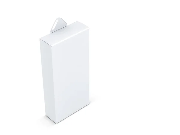 White Box Mockup Med Plast Hang Tag Rendering — Stockfoto