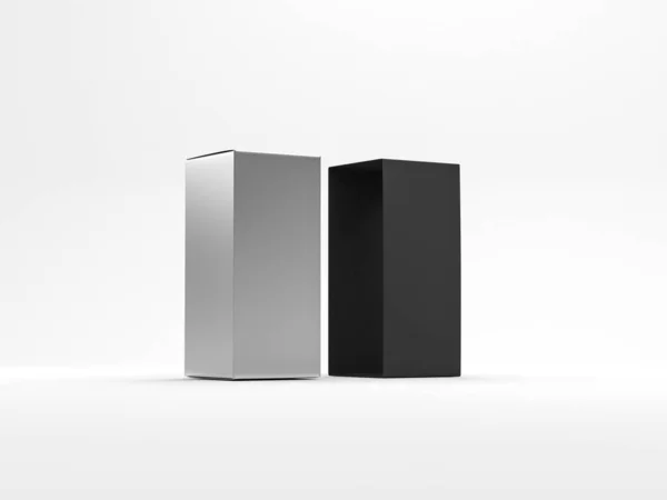 3D黒と白の紙箱 — ストック写真