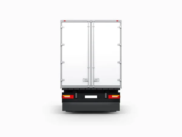 Semi Trailer Mockup Isolated Gray Big Truck Rear Side Rendering — Stock Photo, Image