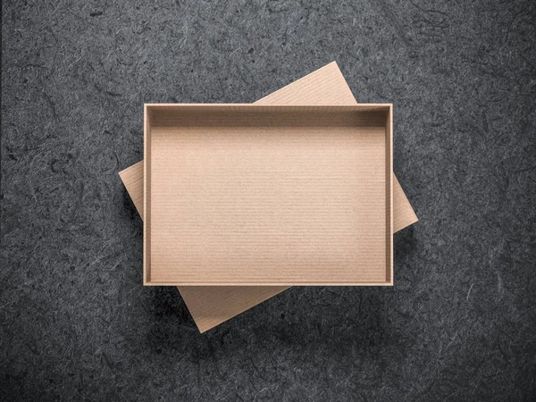 Empty Opened Cardboard Box Mockup Rendering — Stock Photo, Image