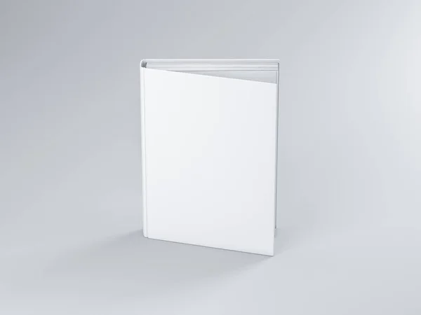 White Book Mockup Texturovaným Krytem Lehce Otevřený Vykreslování — Stock fotografie