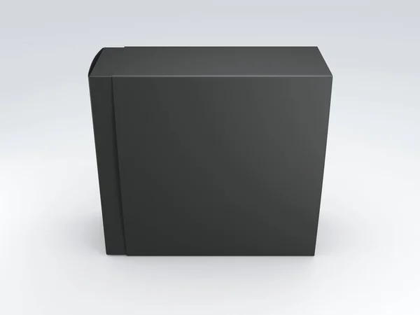 Black Box Förpackning Med Lock Grå Bakgrund Konvertering — Stockfoto