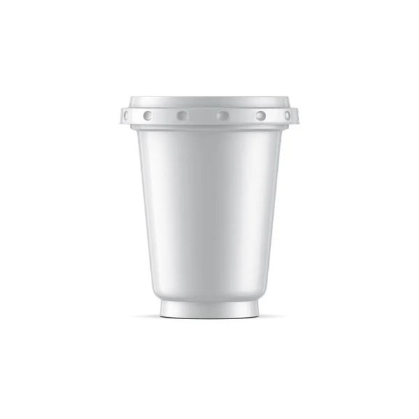 White Plastic Cup Lid Mockup Yogurt Rendering — стокове фото