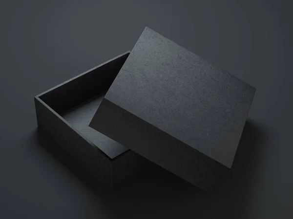 Närbild Black Box Mockup Rendering — Stockfoto