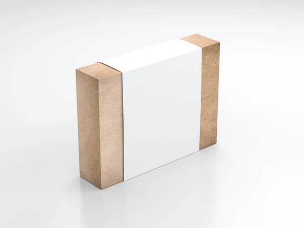 Beyaz kağıt kapaklı Kraft kağıt kutusu modeli, 3D oluşturma