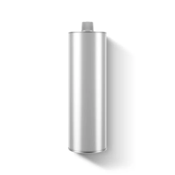 Gray Metal Tube Blikje Verpakking Mockup Voor Olijfolie Rendering — Stockfoto