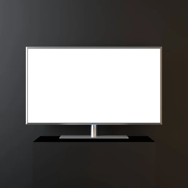 Premium Smart Metal Frame Stand White Screen Black Wall Realistic — Stock Photo, Image