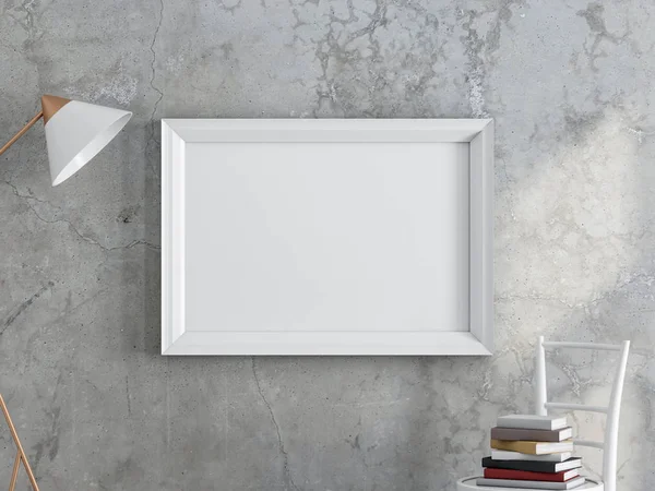 Pusty Frame Mockup Nowoczesnym Wnętrzu Renderowanie — Zdjęcie stockowe